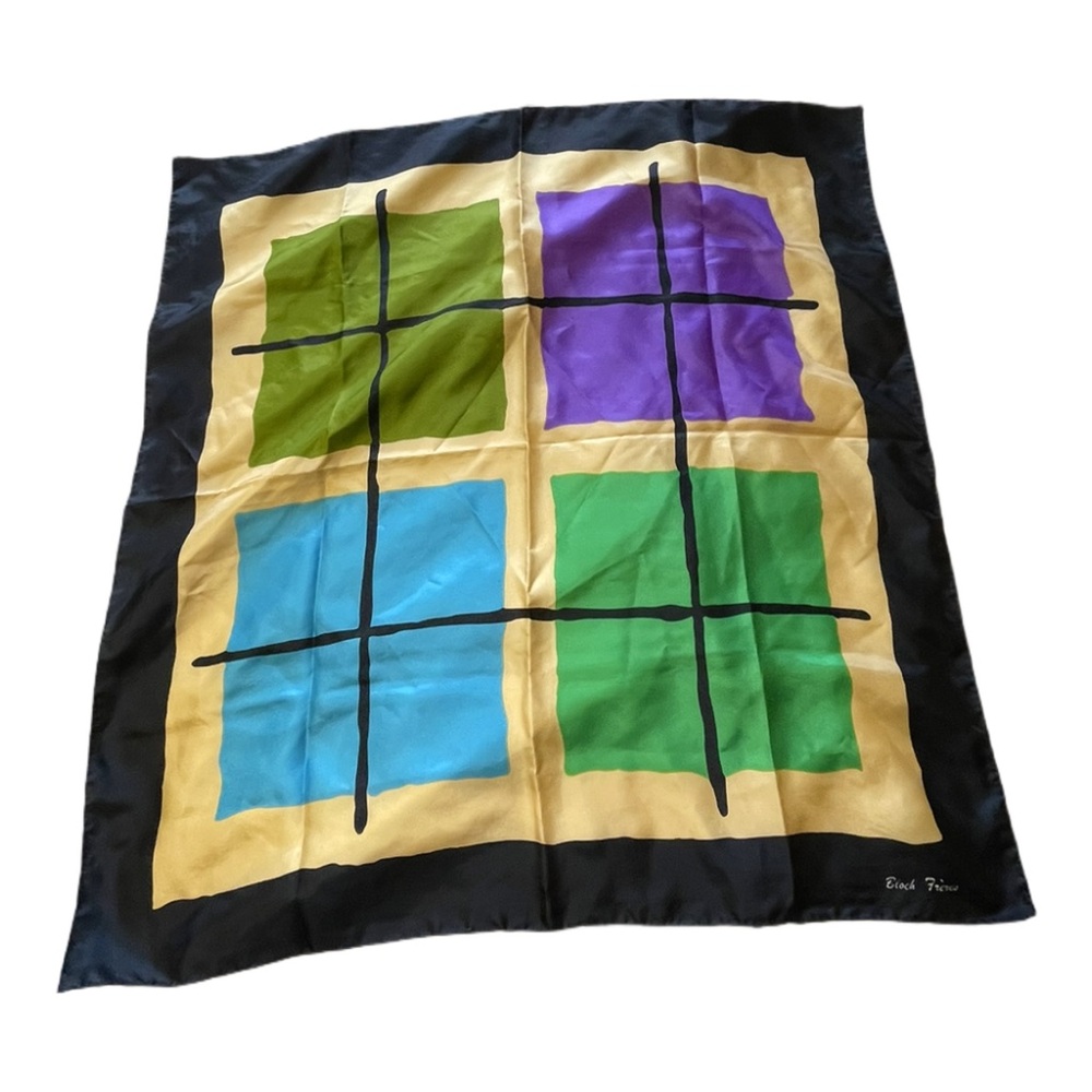Vintage & Rare Color-Block Silk Scarf 30” x 30”